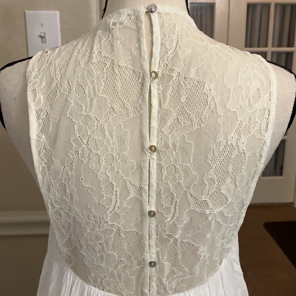 En Creme white layered ruffle and lace midi dress MED - Picture 7 of 16